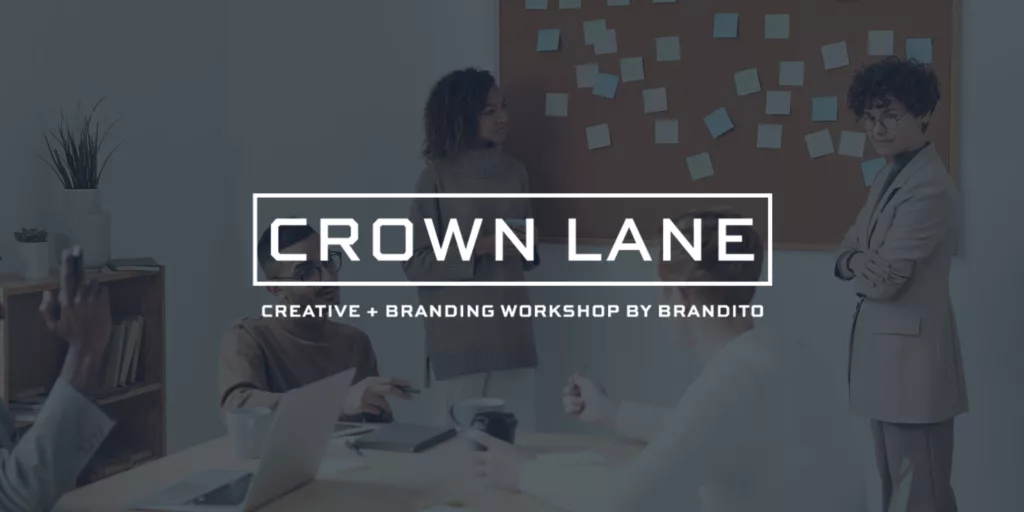 Crown Lane logo overlaid on a photo of coworkers in an office