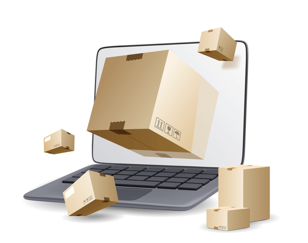 Image of boxes coming out of laptop